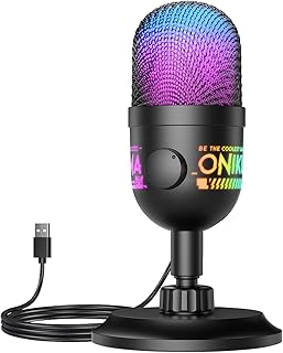 USB Condenser Microphone for PC with RGB Lighting and Cardioid Pickup