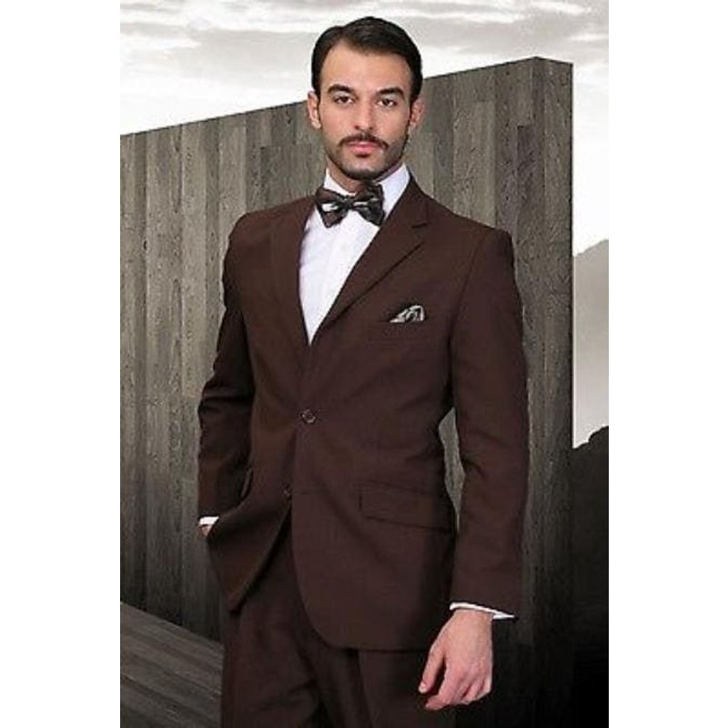 Costume brun pour garçons d'honneur avec revers à 3 boutons — Costumes et vestons pour hommes
