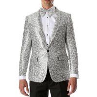 White and Silver Prom Suit with Pants — Mens Suits & Blazers