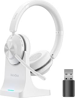 Bluetooth Headset with AI Noise Cancelling Microphone for Work — Noise Cancelling Headphones