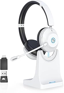 Wireless Headset with Microphone, AI ENC Noise Cancelling for Meetings — Noise Cancelling Headphones