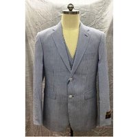 Blue Seersucker Suit with Notch Lapel