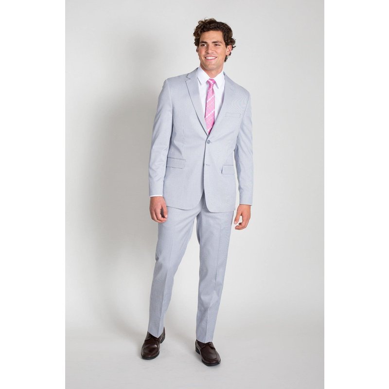 Light Blue Seersucker Suit with Notch Lapel — Mens Suits & Blazers
