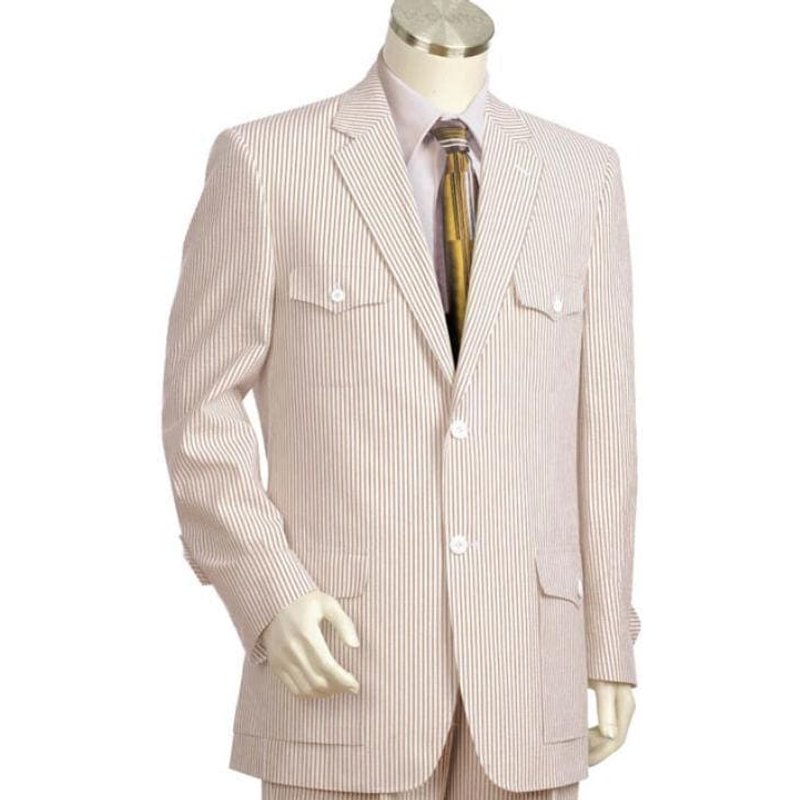 Brown and White Seersucker Suit for Men — Mens Suits & Blazers