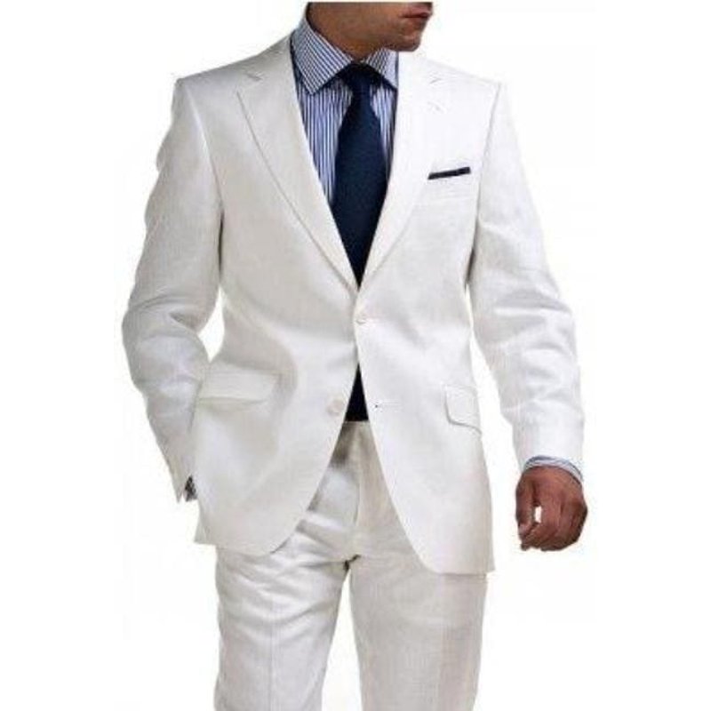 Costume en lin blanc pour hommes