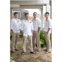 Costume en lin blanc pour hommes