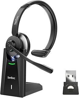 Bluetooth Headset with AI Noise Cancelling Microphone for Work — Noise Cancelling Headphones