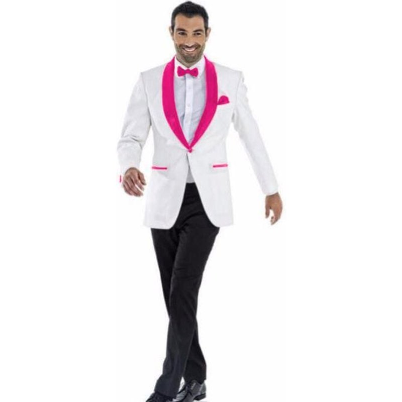 Mens Dinner Jacket with Pink Shawl Lapel — Mens Suits & Blazers