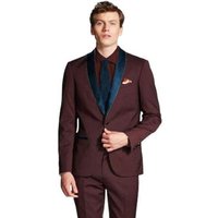 Veste de costume pour homme en bourgogne et marine avec col châle