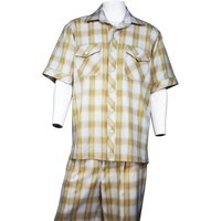 Costumes de lin blanc et jaune pour hommes