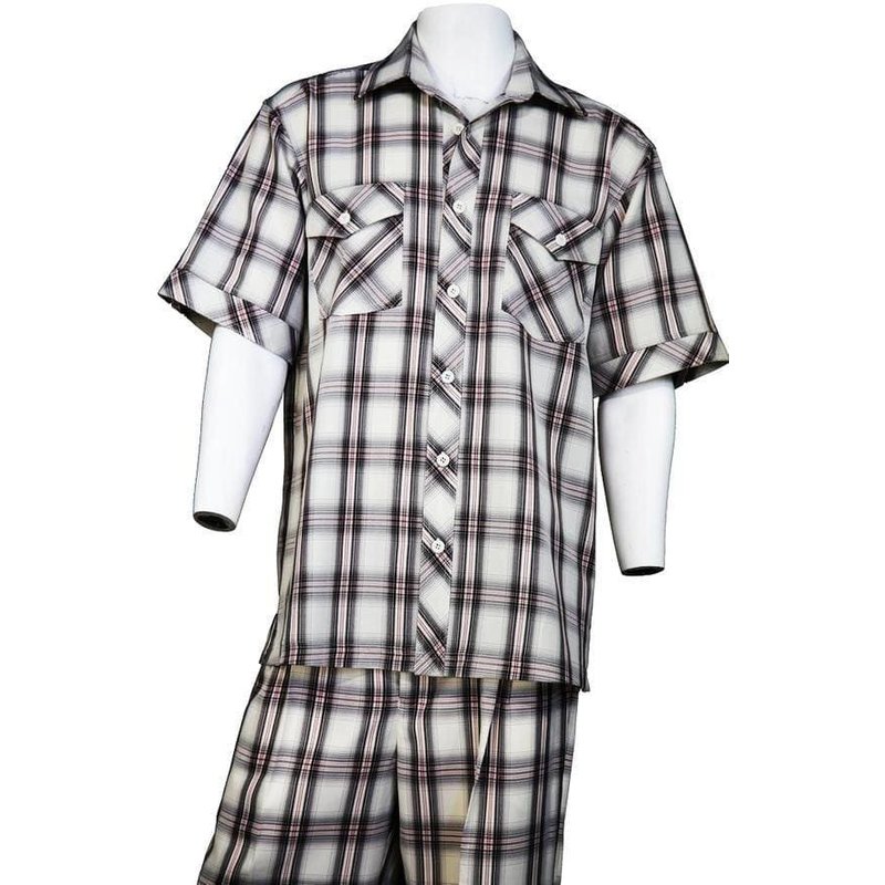 Mens Black and White Half Sleeve Walking Suit — Mens Suits & Blazers