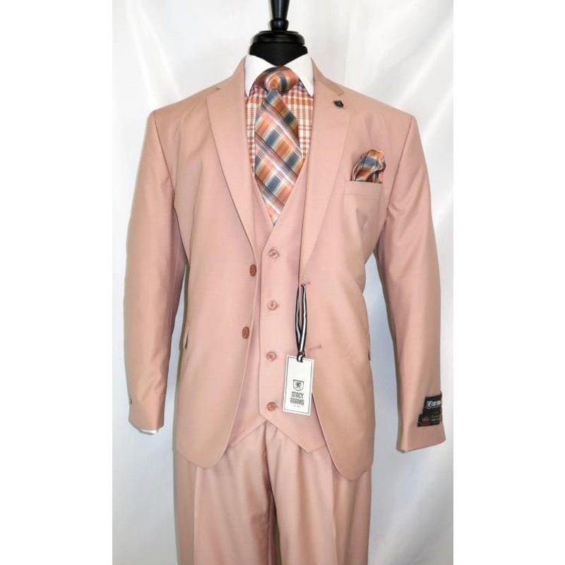 Tuxedo Rose Poudré avec Revers Notch et Design Trois Pièces — Costumes et vestons pour hommes