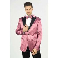 Tuxedo Rose Poussiéreux avec Revers Pointu et Deux Poches