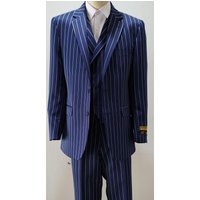 Costume à Rayures Pinstripe Bleu Royal à Double Boutonnage