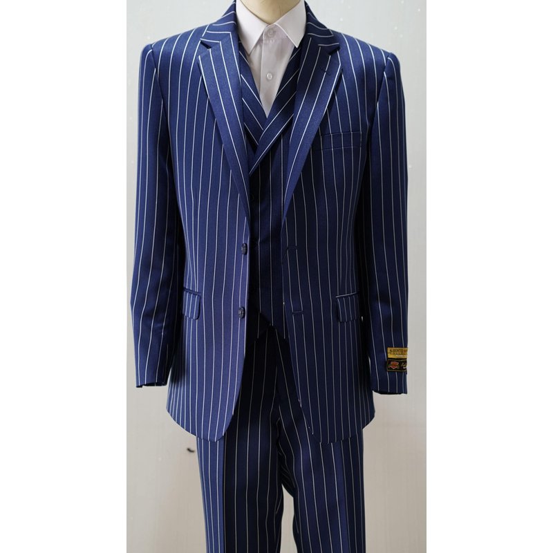 Royal Blue Pinstripe Double Breasted Suit — Mens Suits & Blazers