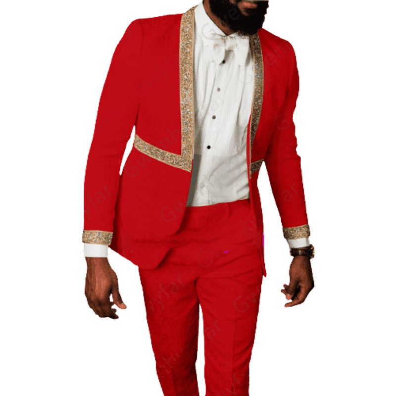 AlbertoNardoniStore Amsterdam Men's Suit - Modern Fit, Red — Fashion Accessories