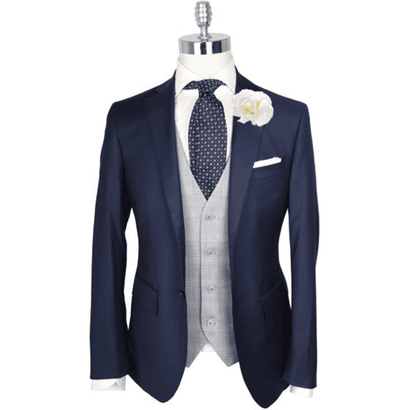 Blazer marine avec veste gris et cravate à motif marine — Costumes et vestons pour hommes