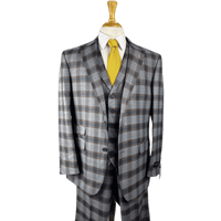 AlbertoNardoniStore Plaid 6789 Charcoal Brown Double Breasted Suit — Fashion Accessories