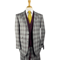 AlbertoNardoniStore Plaid-6789 Burgundy Double Breasted Suit — Fashion Accessories