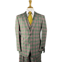AlbertoNardoniStore Plaid-6789 Green-Red Double Breasted Suit — Fashion Accessories
