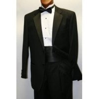 Black Wool Tuxedo with Cummerbund and Bowtie Package