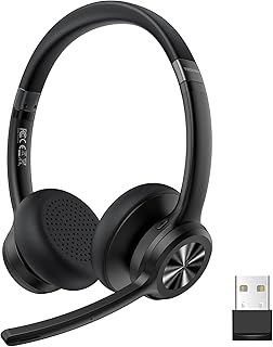 TECKNET Wireless Headset with Noise Cancelling Mic and USB Dongle