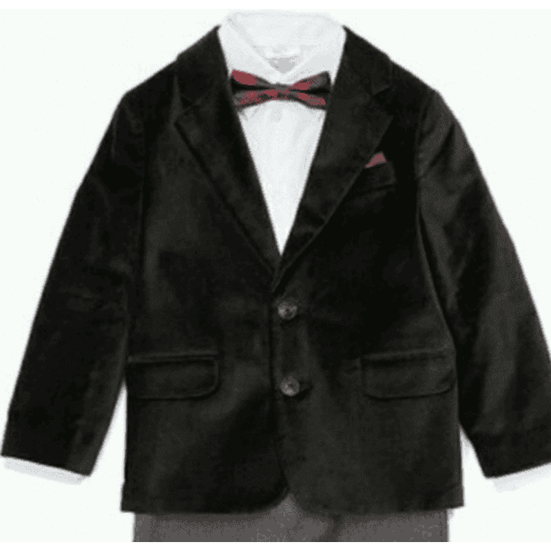 Boys Black Velvet Blazer with Bowtie