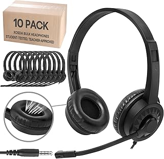 Paquet de 10 Casques Filaires avec Microphone et Réduction de Bruit — Casque antibruit