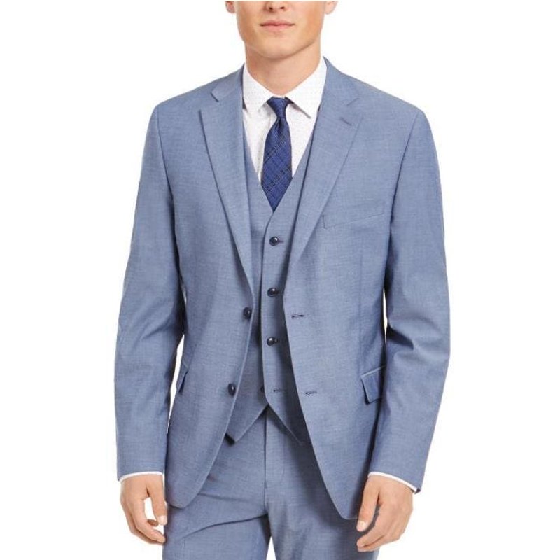 Dusty Blue Double Breasted Slim Fit Suit — Mens Suits & Blazers