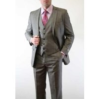 Mens Slim Fit Plaid Suit with Matching Vest