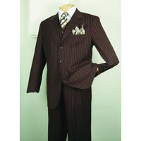 1950s Men's Suit with Vest - Modern Fit Brown Suit
