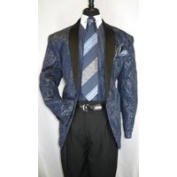Navy Blue and Gold Tuxedo with Shawl Lapel