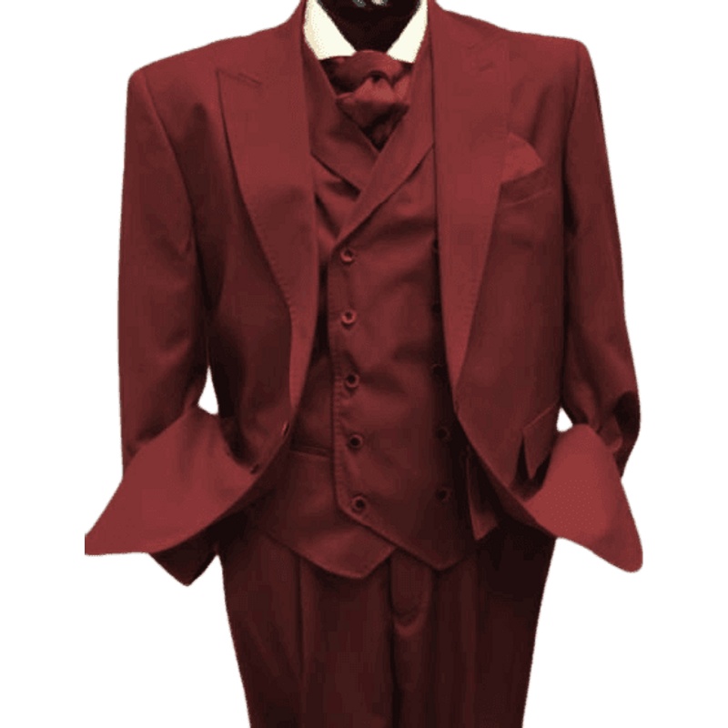 Alberto Nardoni Double Breasted Wool Suit in Burgundy — Mens Suits & Blazers