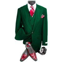 Alberto Nardoni Double Breasted Wool Suit in Green — Mens Suits & Blazers