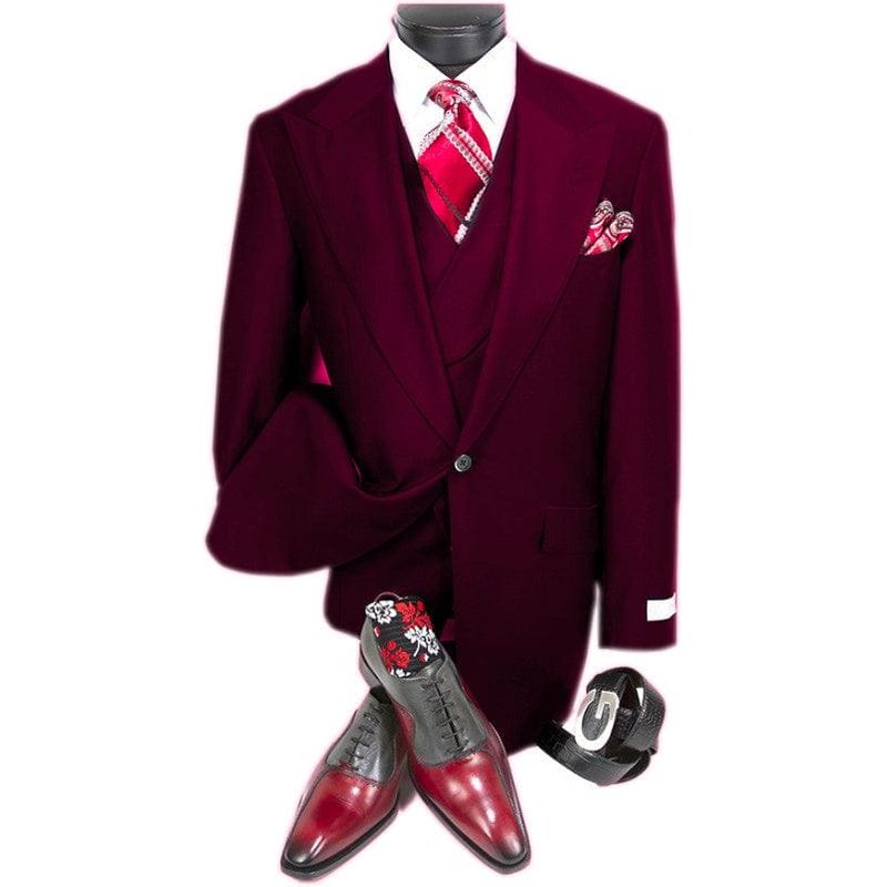 Alberto Nardoni Double Breasted Red Wool Suit — Mens Suits & Blazers