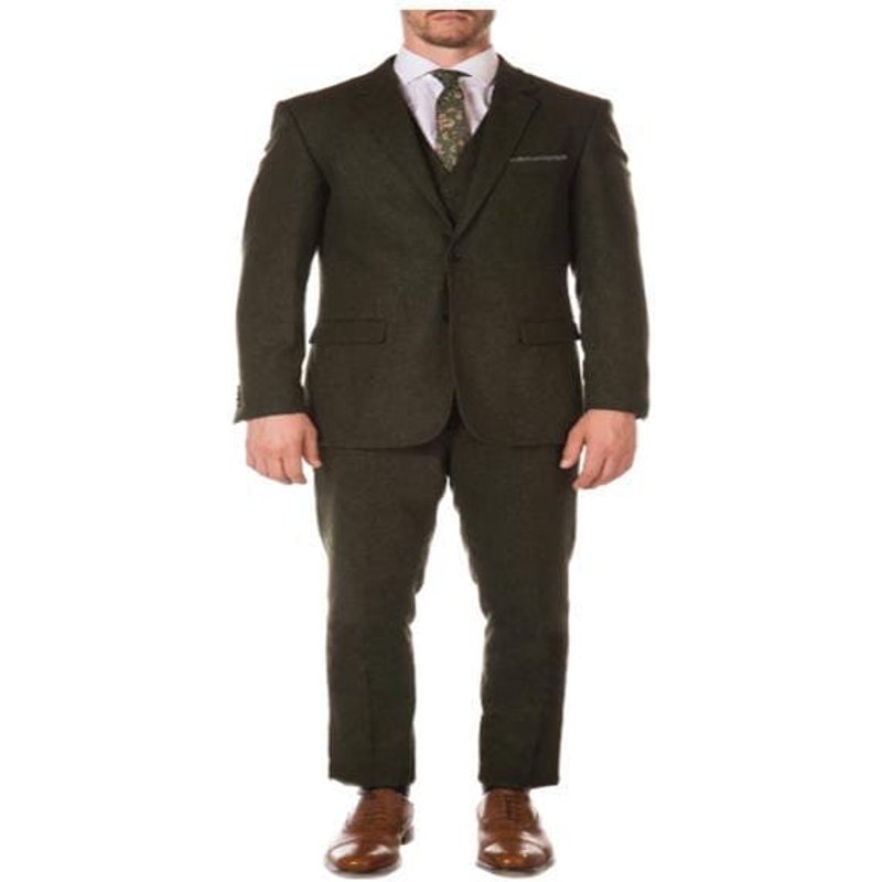 Mens Green Tweed Suit - Two Button Closure - Winter Fabric — Mens Suits & Blazers