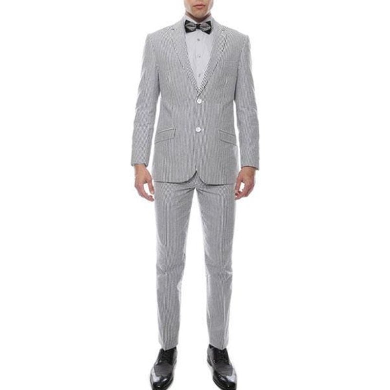 Alberto Nardoni Men's Gray Seersucker Suit