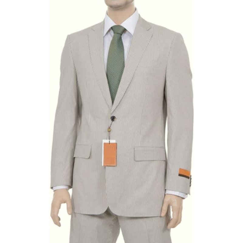 Alberto Nardoni Men's Tan Seersucker Suit — Mens Suits & Blazers