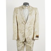Alberto Nardoni Men's Ivory and Gold Floral Paisley Tuxedo