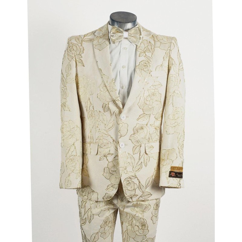 Tuxedo Floral Paisley Ivory et Or pour Hommes - Alberto Nardoni — Costumes et vestons pour hommes
