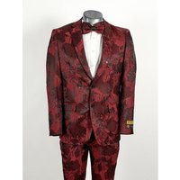 Tuxedo Floral Noir Brillant à 2 Boutons pour Hommes Alberto Nardoni