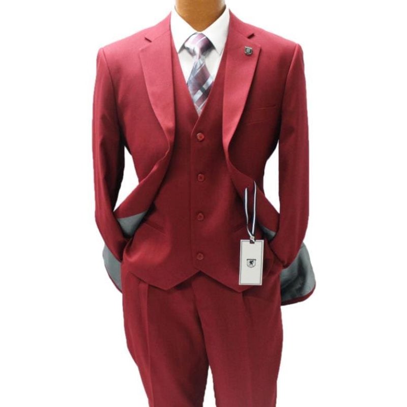 Alberto Nardoni Men's Burgundy Slim Fit Suit — Mens Suits & Blazers