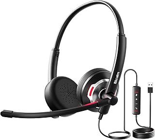 Wired Headset with Mic for PC/Laptop, Noise Cancelling On-Ear Headphones