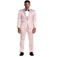 Tuxedo rose pour hommes avec revers noir en châle