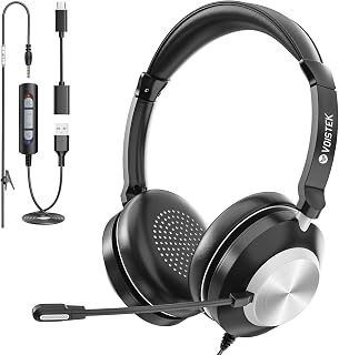 Voistek Wired USB C/3.5MM Headset with Noise Cancelling Microphone