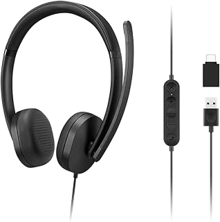 Lenovo 115 USB-A/USB-C Wired Stereo Headset with Noise Cancelling