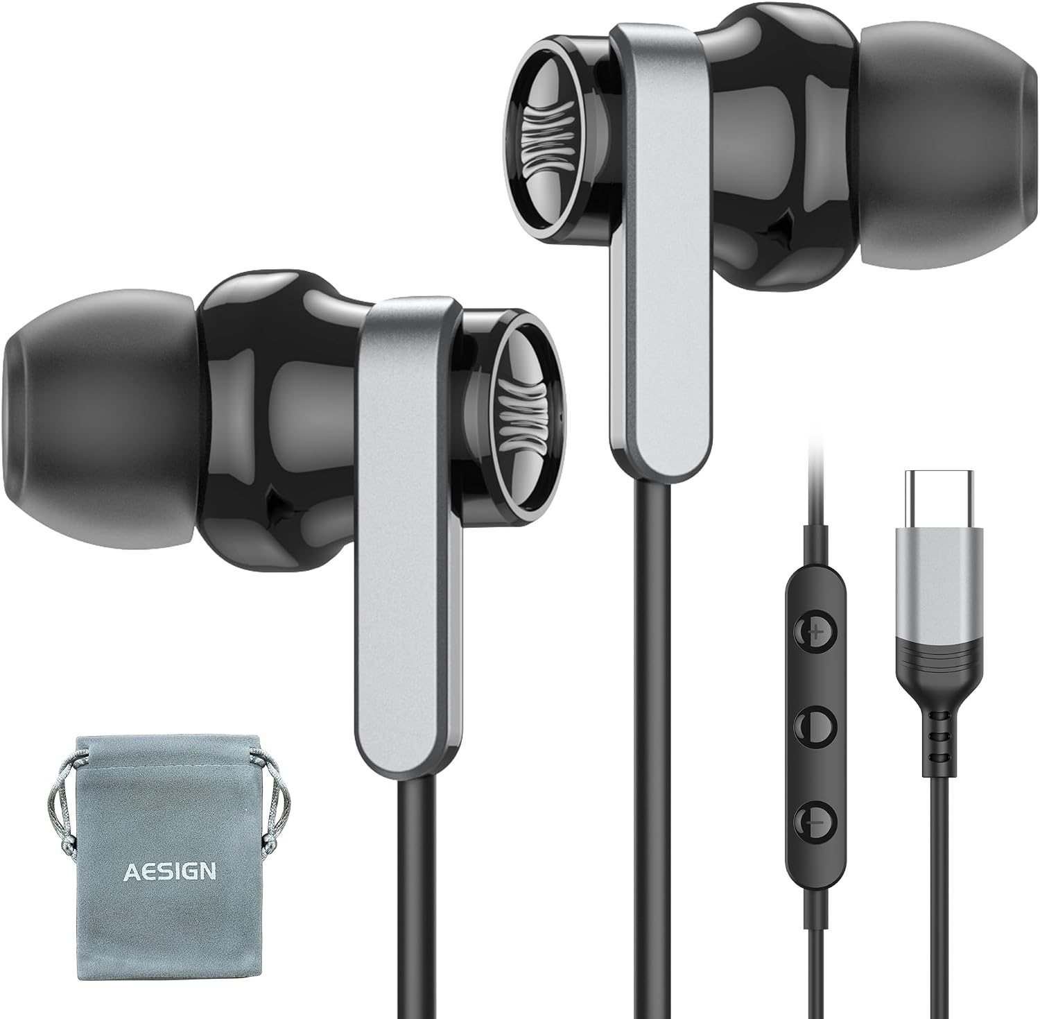 Écouteurs USB C pour Samsung S25 S24 S23 Ultra iPhone 16 Pro Max — Casque antibruit