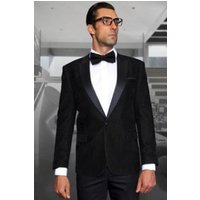 Blazer en Velours Noir pour Hommes avec Fentes Latérales — Costumes et vestons pour hommes