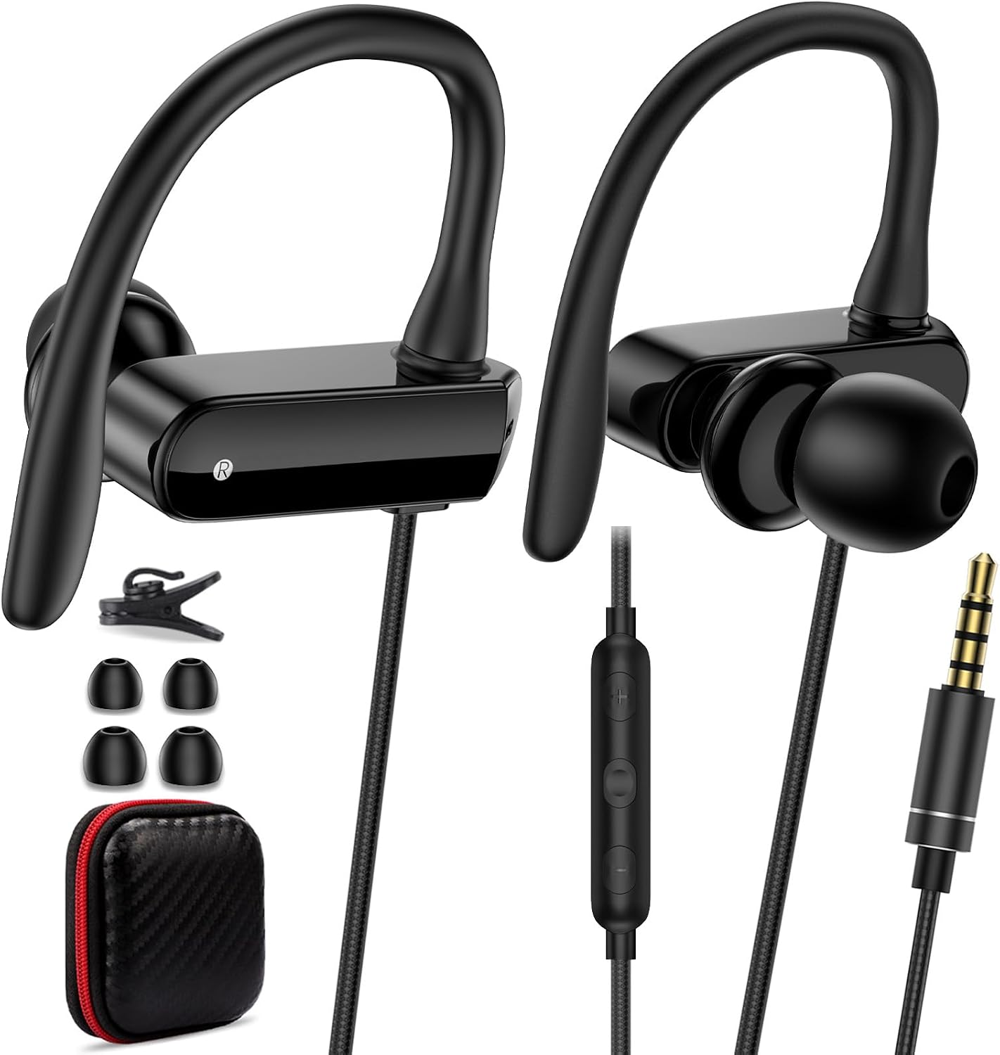 Écouteurs Sportifs Filaire avec Microphone et Annulation de Bruit — Casque antibruit