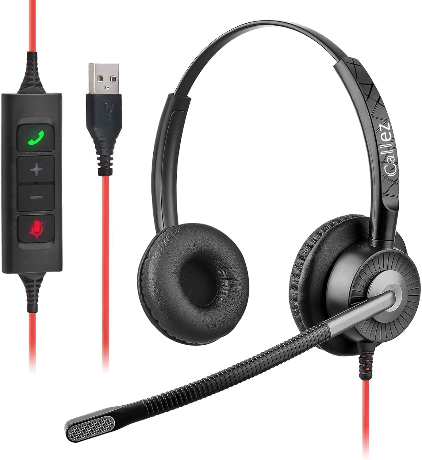 Casque USB Filaire Callez avec Microphones à Annulation de Bruit — Casque antibruit